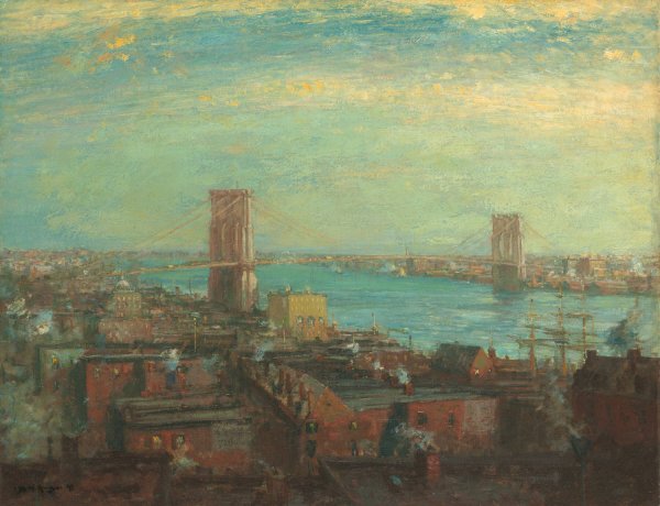 Main Product Photo of Brooklyn Bridge  Painting by Henry Ward Ranger