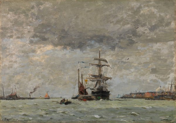 Entrance To The Harbor  by Henry Ward Ranger - Hand-Painted Oil Painting Reproduction