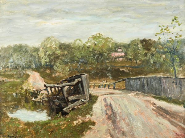 The Stone Fence  by Henry Ward Ranger - Hand-Painted Oil Painting Reproduction