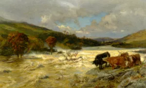 The Wye in Flood by Henry William Banks Davis - Oil Painting Reproduction