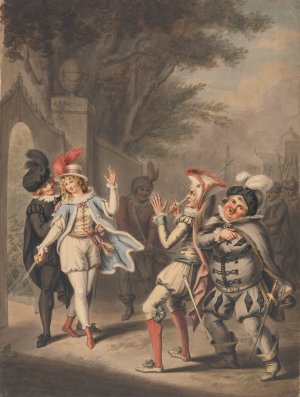The Duel; 'Twelfth Night,'Act III, Scene IV by Henry William Bunbury Oil Painting