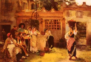 A Venetian Fan Seller by Henry Woods - Oil Painting Reproduction