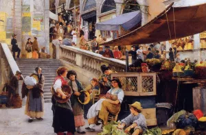 At the Foot of the Rialto, Venice by Henry Woods - Oil Painting Reproduction