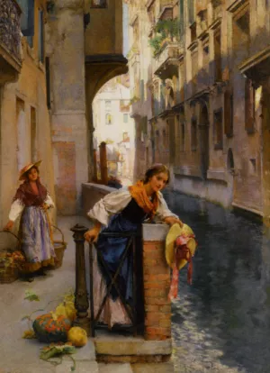 Fruit Sellers from The Islands - Venice Oil painting by Henry Woods