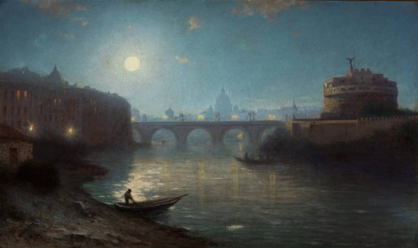 Castel Sant'Angelo in Rome by Henryk Cieszkowski - Hand-Painted Oil Painting Reproduction