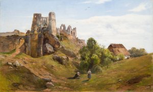 Ruins of Odrzykon by Henryk Grabinski Oil Painting