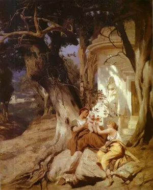 By a Temple Idyll painting by Henryk Hector Siemiradzki