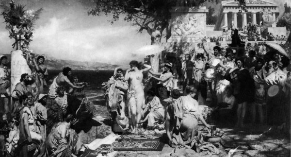 Main Product Photo of Phryne at the Festival of Poseidon in Eleusin Painting by Henryk Hector Siemiradzki