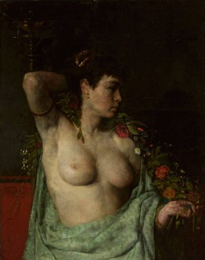 Maenad - female semi-nude by Henryk Piatkowski Oil Painting