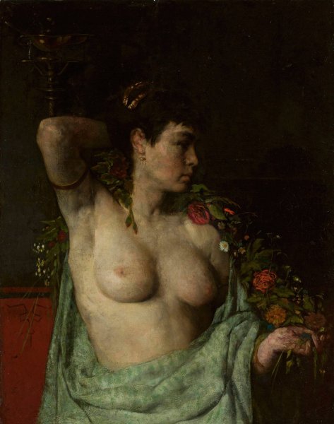 Maenad - female semi-nude  by Henryk Piatkowski - Hand-Painted Oil Painting Reproduction
