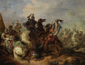 Battle of Lithuanians with the Teutonic knights by Henryk Pillati Oil Painting
