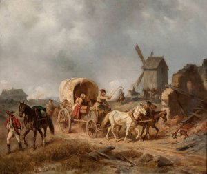 Convoy of the wounded by Henryk Pillati Oil Painting