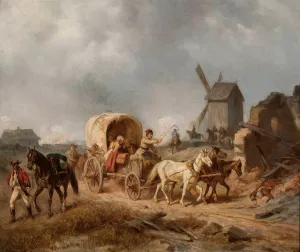 Convoy of the wounded by Henryk Pillati Oil Painting