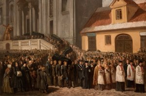 Funeral of the Five Victims of the Manifestation of 1861 in Warsaw by Henryk Pillati Oil Painting
