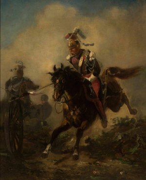 Light cavalryman charging by Henryk Pillati Oil Painting