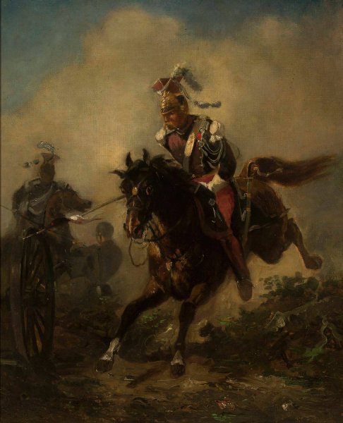 Light cavalryman charging by Henryk Pillati - Hand-Painted Oil Painting Reproduction