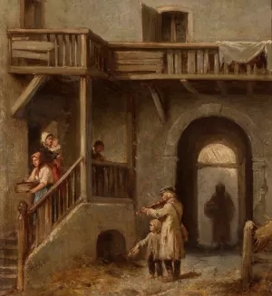 Street fiddler Oil painting by Henryk Pillati