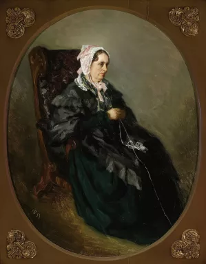 Portrait of artist's aunt, sketch by Henryk Rodakowski Oil Painting