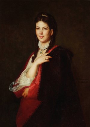 Portrait of Leonia Bluhdorn, artist's step-daughter by Henryk Rodakowski Oil Painting
