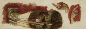 Sketches of a mummy and hands - Studies for 'Allegory of Science' by Henryk Rodakowski Oil Painting