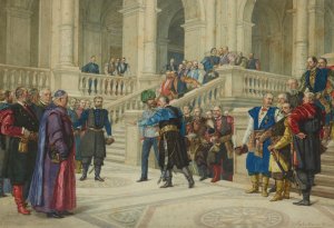 The Emperor Visiting the Galicia Diet in Lviv from the Series Inspection Trip of Emperor Franz Joseph I Around Galicia in September 1880 by Henryk Rodakowski Oil Painting