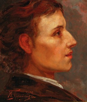 A Profile Portrait Of Frederic Chopin by Henryk Siemiradzki Oil Painting