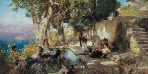 At the Fountain by Henryk Siemiradzki Oil Painting