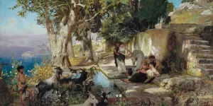 At the Fountain by Henryk Siemiradzki Oil Painting