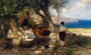 At the spring well by Henryk Siemiradzki Oil Painting