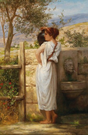 By the fountain II by Henryk Siemiradzki Oil Painting