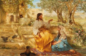 Christ at the home of Martha and Mary by Henryk Siemiradzki Oil Painting
