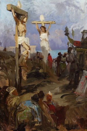 Christian Golgotha, sketch by Henryk Siemiradzki Oil Painting