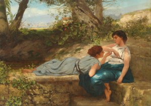 Das Gesprach by Henryk Siemiradzki Oil Painting