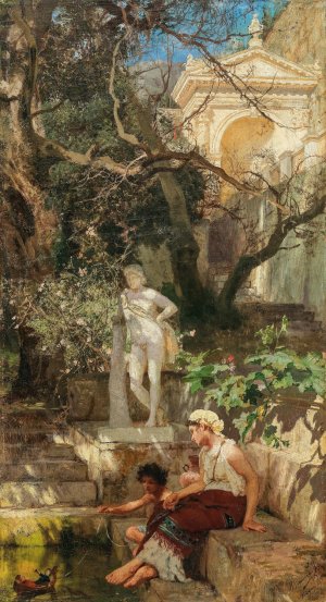 Leisure Hours by the Water by Henryk Siemiradzki Oil Painting
