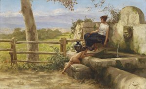 Przy fontannie by Henryk Siemiradzki Oil Painting
