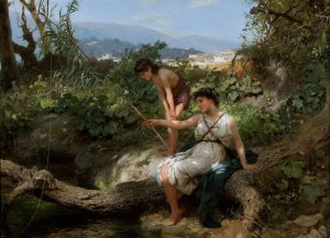 Roman idyll - Fishing by Henryk Siemiradzki Oil Painting
