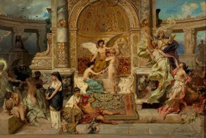 Stage curtain in the Krakow theatre, sketch by Henryk Siemiradzki Oil Painting