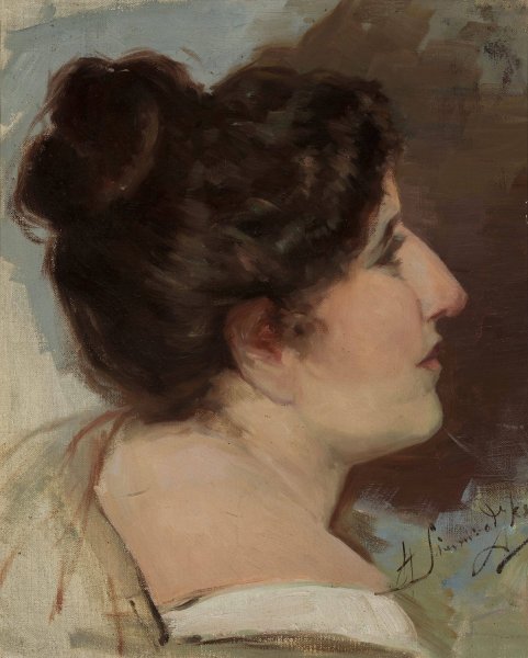Study of a head by Henryk Siemiradzki - Hand-Painted Oil Painting Reproduction