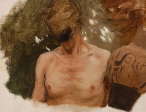 Study of the Bust of a Naked Youth with a Vase Oil painting by Henryk Siemiradzki