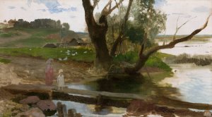 View of the Swislocz River by Henryk Siemiradzki Oil Painting