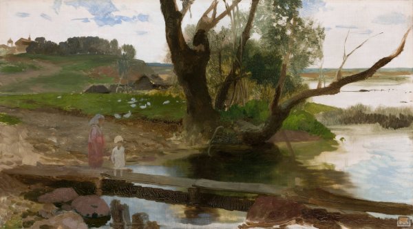 View of the Swislocz River  by Henryk Siemiradzki - Hand-Painted Oil Painting Reproduction
