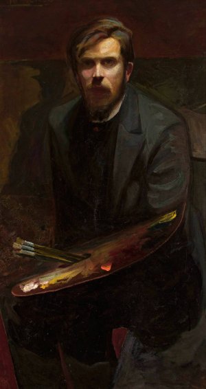 Self-portrait by Henryk Szczyglinski Oil Painting