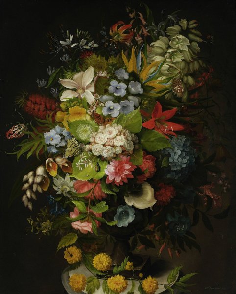 Bouquet of flowers in a vase  by Henryka Beyer - Hand-Painted Oil Painting Reproduction