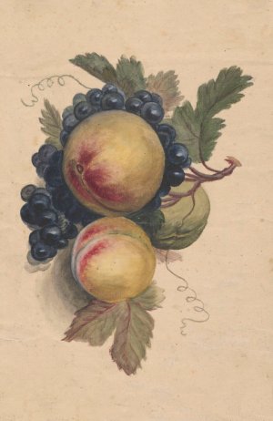 Peaches and grapes by Henryka Beyer Oil Painting