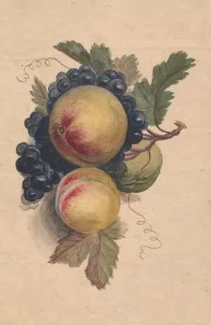 Peaches and grapes by Henryka Beyer Oil Painting