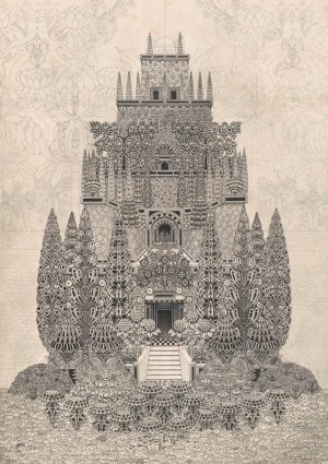 A Fantastic Tiered Structure by Herbert Crowley Oil Painting