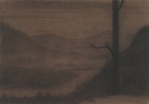 A Misty River Landscape by Herbert Crowley Oil Painting