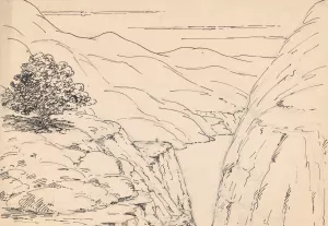 A River Landscape with Steep Cliffs by Herbert Crowley Oil Painting