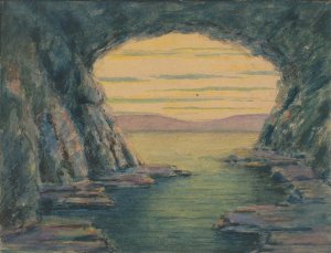 A Seaside Cave by Herbert Crowley Oil Painting
