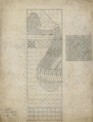 Design for Peacock Panel and a Tile by Herbert Crowley Oil Painting